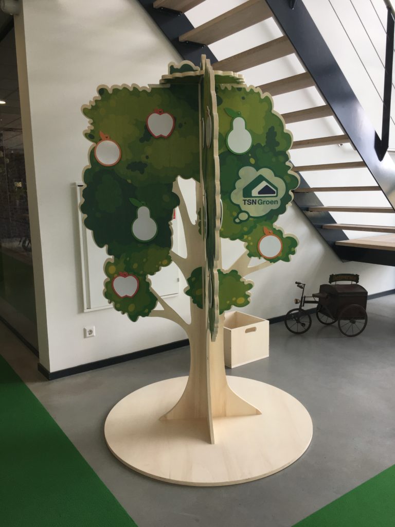 Vooraanzicht houten ideeënboom